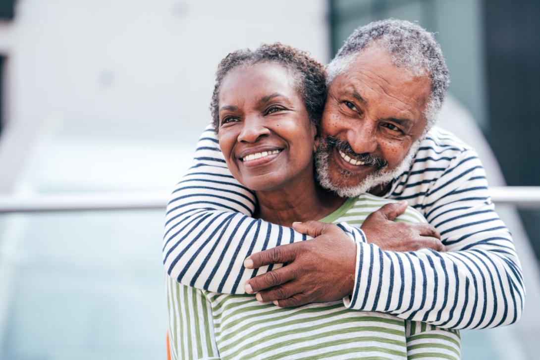 older couple black happy 