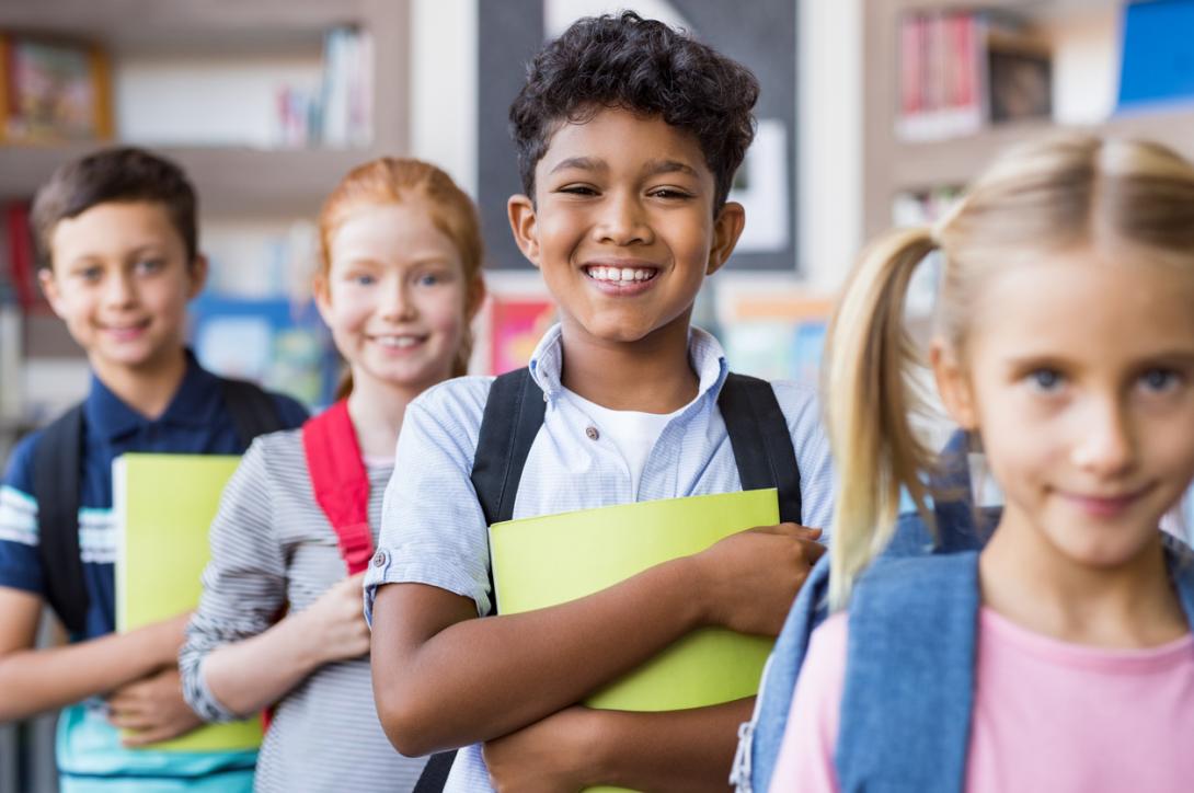 diverse school children classroom